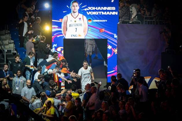 Basketball Berlin 13 09 2022 Eurobasket 2022 quarterfinal Germany GER Greece GRE team presentation Germany Johannes Voigtmann Germany, No 07