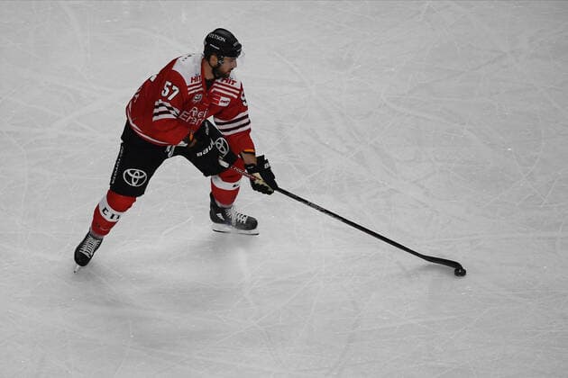 COLOGNE, GERMANY - SEPTEMBER 21, 2022: BRADY AUSTIN. Hockey match DEL Kölner Haie - EHC Red Bull München  Copyright: xVITALIIxKLIUIEVx