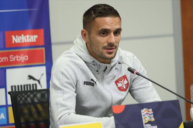 SERBIA press conference, PK, Pressekonferenz DUSAN TADIC fudbaler reprezentacije Srbije pres konferencija u sportskom centru FSS, Stara Pazova 23.09.2022. godine Foto: Fudbal, Srbija, Pres konferencijaSERBIA FOOTBALL Stara Pazova Sports center Stara Pazova Serbia Copyright: xMarkoxMetlas xMNxPressx