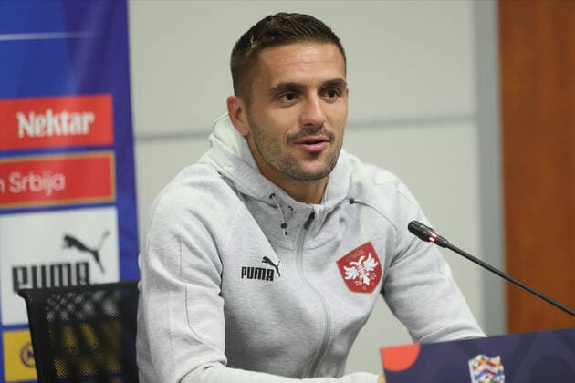 SERBIA press conference, PK, Pressekonferenz DUSAN TADIC fudbaler reprezentacije Srbije pres konferencija u sportskom centru FSS, Stara Pazova 23.09.2022. godine Foto: Fudbal, Srbija, Pres konferencijaSERBIA FOOTBALL Stara Pazova Sports center Stara Pazova Serbia Copyright: xMarkoxMetlas xMNxPressx