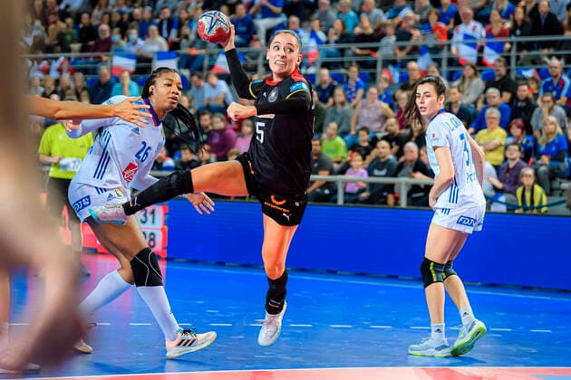 Handball, women international match, France Germany v li Pauletta Foppa France , Johanna Stockschläder Stockschlaeder Germany Thueringer HC Metz Arenes de Metz France