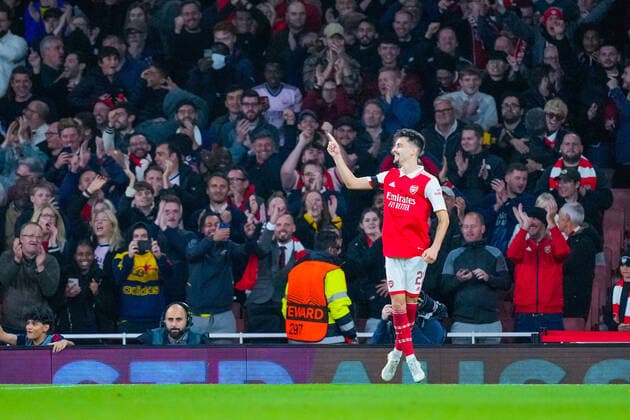 UEFA Europa League 2022 2023 Arsenal Bodo Glimt London, England 20221006 Arsenals Fabio Vieira celebrates after scoring 3 0 during the Europa League group stage match between Arsenal and Bodo Glimt at the Emirates Stadium Photo Beate Oma Dahle NTB London England  Copyright: xBeatexOmaxDahlex xNTBx EDITORIAL USE ONLY. RESTRICTED USE FOR BETTING COMPANIES