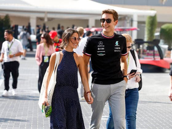 63 George Russell GBR, Mercedes AMG Petronas F1 Team and his girlfriend Carmen Montero Mundt, F1 Grand Prix of Abu Dhabi at Yas Marina Circuit on November 19, 2022 in Abu Dhabi, United Arab Emirates Photo by HOCH ZWEI Abu Dhabi United Arab Emirates