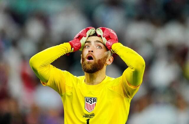 Mandatory Credit: Photo by Javier Garcia Shutterstock (13640318bx) Goalkeeper Matt Turner of the USA reacts after a USA goal is ruled out for offside. Iran v USA, FIFA World Cup, WM, Weltmeisterschaft, Fussball 2022, Group B, Football, Al Thumama Stadium, Doha, Qatar - 29 Nov 2022 Editorial Use Only Iran v USA, FIFA World Cup 2022, Group B, Football, Al Thumama Stadium, Doha, Qatar - 29 Nov 2022 Editorial Use Only Copyright: xJavierxGarcia Shutterstockx 13640318bx