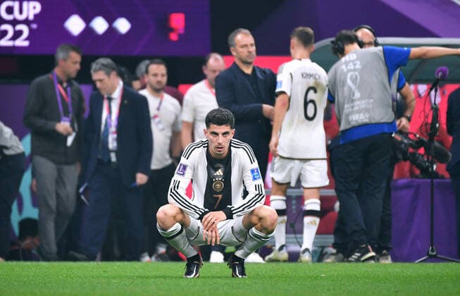 Football, World Cup, 2022, Men, Qatar, Group E, Matchday 3, Al Bayt Stadium Costa Rica Germany 2 4 Kai Havertz GER disappointed disappointment, frustration, action, frame FIFA REGULATES PROHIBIT ANY USE OF PHOTOGRAPHS AS IMAGE SEQUENCES AND OR QUASI VIDEO