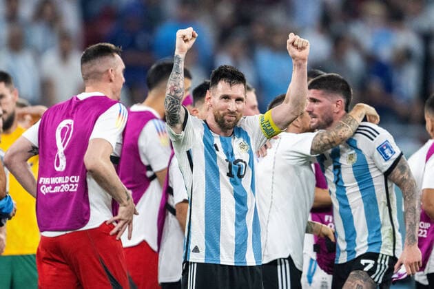 221203 Lionel Messi of Argentina celebrates after the FIFA World Cup 2022 round of 16 football match between Argentina and Australia on December 3, 2022 in Doha Photo Joel Marklund BILDBYRAN code JM JM0401 bbeng football football soccer fotball vm fotbols vm fotbols vm fotbols vm 2022 fifa world cup 2022 round of 16 round of 16 argentina australia australia jubilation,  Copyright: JOELxMARKLUND BB221203JM063