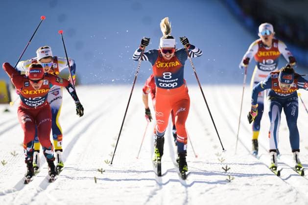 230106 Mathilde Myhrvold of Norway and Tereza Beranova of Czech Republic competes in women?s sprint semi final during Tour de Ski on January 6, 2023 in Val di Fiemme Photo Maxim Thore BILDBYRAN kod MT MT0437 skidor cross country skiing langrenn tour de ski day 7 womens sprint bbeng,  Copyright: MAXIMxTHORE BB230106MT071