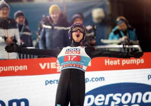 Bischofshofen, Austria, 06 January 2023 71 international Four Hills Tournament, ski jumping, men, world cup, Bischofshofen, Epiphany jumping, Paul Ausserleitner hill competition RAIMUND Philipp GER cheers in the runout