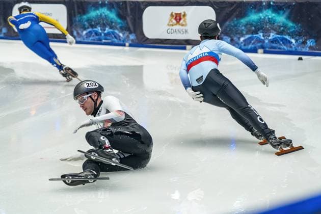 GDANSK The German Luca Loffler during 500 meters on day 1 of the European Short Track Speed Skating Championships ANP RONALD HOOGENDOORN xVIxANPxSportx xxANPxIVx 460731013 originalFilename: 460731013.jpg