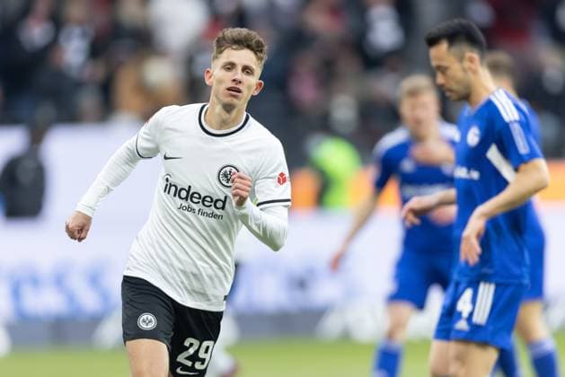 Eintracht Frankfurt FC Schalke 04, 1 FBL Jesper Lindström Eintracht Frankfurt, 29 Bundesliga match between Eintracht Frankfurt and FC Schalke 04 on 21 January 2023 at Deutsche Bank Park in Frankfurt am Main According to the requirements of the DFL, German Football League, it is prohibited in the stadium and or from the game made photographs in the form of sequence pictures and or video-like photo series to exploit or to let exploit , Frankfurt am Main Hesse Germany Deutsche Bank Park