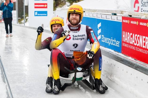 Robin Geueke with David Gamm GER, Germany , 2 3 2023, Altenberg Germany , Eberspaecher Luge World Cup Altenberg xprx