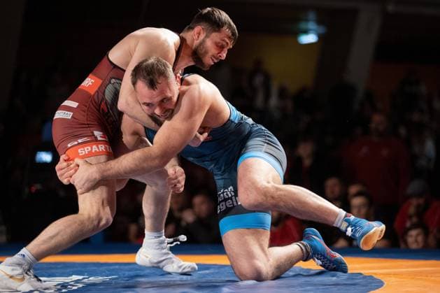 Wrestling Bundesliga Playoffs Final , ASV Schorndorf Jersey Red vs ASV Mainz 88 Jersey Blue , Akhmed Aibuev Schorndorf Ahmed Dudarov Mainz