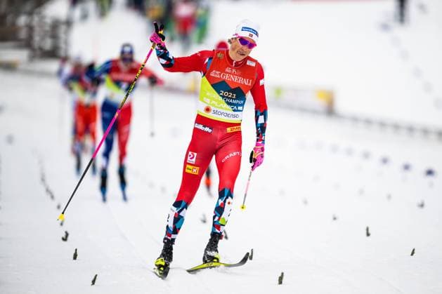 230223 Johannes Hosflot Klaebo of Norway celebrates after competing in the Men s Cross Country Skiing Sprint final during the FIS Nordic Ski World Championships on February 23, 2023 in Planica Photo Petter Arvidson BILDBYRAN kod PA PA0517 skidor cross country skiing langrenn skid vm 2023 fis nordic ski world championships bbeng fis nordic world ski championships vm ski vm sprint qualification jubel,  Copyright: PETTERxARVIDSON BB230223PA208