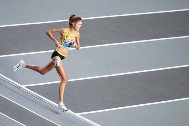 230302 Konstanze Klosterhalfen of Germany competes in women?s 3000m during the European Athletics Indoor Championships on March 2, 2023 in Istanbul Photo Vegard Grott BILDBYRAN code VG VG0406 bbeng athletics athletics european athletics indoor championships indoor em indoor em em,  Copyright: VEGARDxGRoTT BB230302VG081