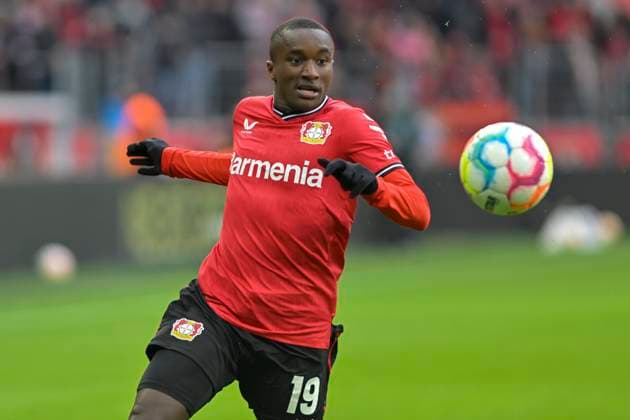 Moussa Diaby 19, Bayer 04 Leverkusen action single image crop 05 03 2023 Football Byer 04 Leverkusen vs Hertha BSC, BayArena, Leverkusen, DFB DFL REGULATIONS PROHIBIT ANY USE OF PHOTOGRAPHS AS IMAGE SEQUENCES AND OR QUASI VIDEO NRW Germany Copyright: xpepphotox xHorstxMauelshagenx pep00321, pep_20230305_hm