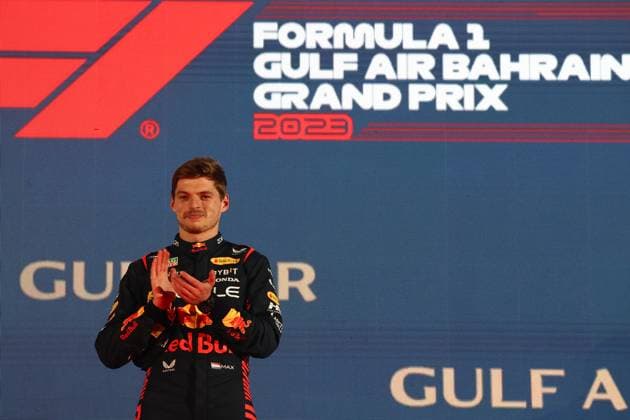 F1 Bahrain Grand Prix Max Verstappen of Red Bull Racing at the podium after the Formula 1 Bahrain Grand Prix at Bahrain International Circuit in Sakhir, Bahrain on March 5, 2023. Sakhir Bahrain Copyright: xJakubxPorzyckix originalFilename:porzycki-f1bahrai230305_npIL1