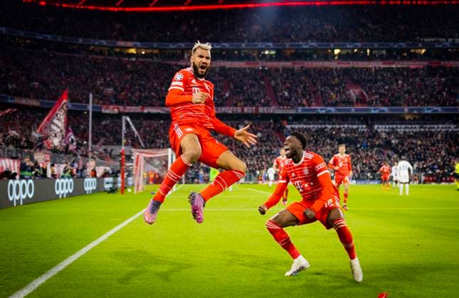 Munic, Germany 8th Mar, 2023 Goal celebration Eric Maxim Choupo Moting Muenchen , Alphonso Davies Muenchen Bayern Munic Paris Saint Germain Bayern Munich Paris St Germain UEFA Champions League 08 03 2023