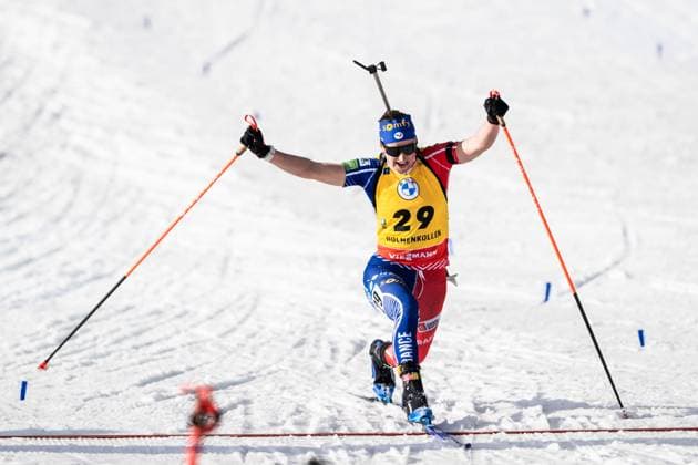 230318 Julia Simon of France after competing in womens 7.5 km biathlon sprint during the IBU World Cup on March 18, 2023 in Oslo Photo Vegard Grott BILDBYRAN code VG VG0413 bbeng skidskytte biathlon skiskiting världscupen verdenscup ibu world cup holmenkollen sprint dam,  Copyright: VEGARDxGRoTT BB230318VG105