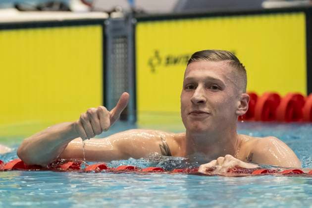 Florian Wellbrock, SC Magdeburg, cheers for new German record in 1500m freestyle, GER, Berlin Swim Open 2023, 21 04 2023 GER, Berlin Swim Open 2023, 21 04 2023 Berlin Copyright: xEibner-Pressefoto TinoxHenschelx EP_THL