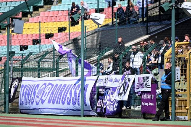 Football, men, season 2022 2023, Regionalliga Nordost 30 matchday , VSG Altglienicke Tennis Borussia, guest block, fans of TeBe, 30 04 2023, Copyright: xMatthiasxKochx