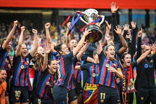 Alexia Putellas FC Barcelona Fem Marta Torrejon FC Barcelona Fem during a Liga F match between FC Barcelona Femeni and Sporting Club de Huelva at Estadi Johan Cruyff, in Barcelona, Spain on April 30, 2023 Photo Felipe Mondino Copyright: x@FELIPExMONDINOx