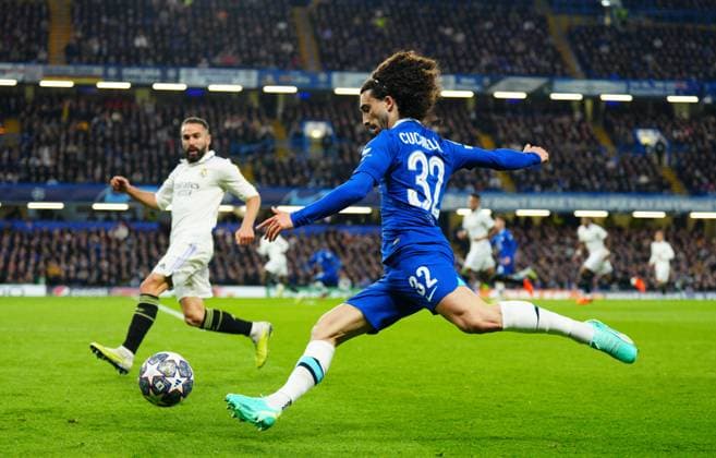 Mandatory Credit: Photo by Javier Garcia Shutterstock (13873478gc) Marc Cucurella of Chelsea Chelsea v Real Madrid, UEFA Champions League, Quarter-Final, Second Leg, Football, Stamford Bridge, London, UK - 18 Apr 2023 Chelsea v Real Madrid, UEFA Champions League, Quarter-Final, Second Leg, Football, Stamford Bridge, London, UK - 18 Apr 2023 Copyright: xJavierxGarcia Shutterstockx 13873478gc
