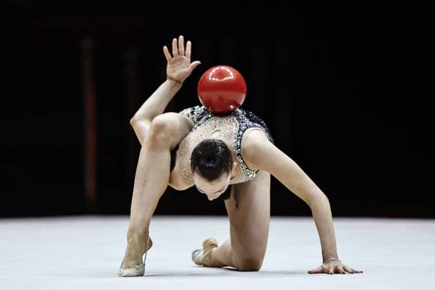 Margarita Kolosov, GER, during qualification at 2023 European Rhythmic Gymnastics championships in Baku 17 05 2023