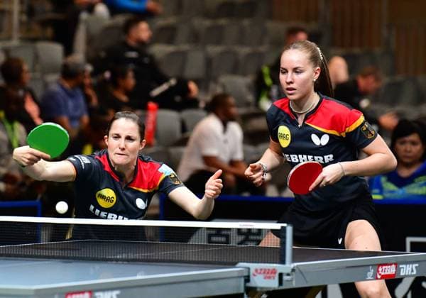 Annett KAUFMANN and Sabine WINTER, Germany, SV Böblingen TSV Schwabhausen, at the World Table Tennis Championships in Durban, South Africa Annett KAUFMANN and Sabine WINTER, Germany, SV Böblingen TSV Schwabhausen, at the World Table Tennis Championsh Annett KAUFMANN and Sabine WINTER, Germany, SV Böblingen TSV Schwabhausen, at the World Table Tennis Championships in Durban, South Africa Annett KAUFMANN and Sabine WINTER, Germany, SV Böblingen TSV Schwabhausen, at the World Table Tennis Championships in Durban, South Africa Durban ICC Durban, International Conven South Africa, South Africa