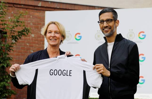 Martina Voss Tecklenburg, German Football Association DFB, Sundar Pichai, CEO Google and Alphabet, Germany, Berlin, German Football Association DFB and Google Germany enter into a new, close partnership
