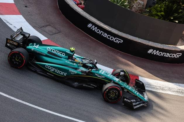 14 Fernando Alonso (ESP, Aston Martin Aramco Cognizant F1 Team), F1 Grand Prix of Monaco at Circuit de Monaco on May 26, 2023 in Monte-Carlo, Monaco. (Photo by HOCH ZWEI Italy Photo Press) (Verwendung nur in Deutschland - GERMANY ONLY) *** 14 Fernando Alonso ESP, Aston Martin Aramco Cognizant F1 Team , F1 Grand Prix of Monaco at Circuit de Monaco on May 26, 2023 in Monte Carlo, Monaco Photo by HOCH ZWEI Italy Photo Press Use only in Germany GERMANY ONLY
