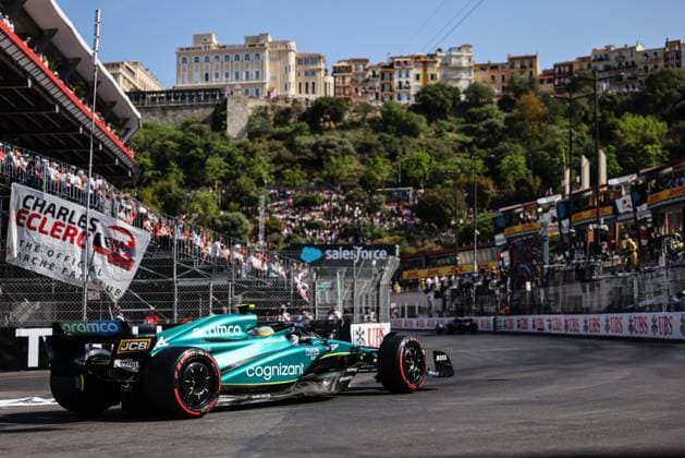 14 Fernando Alonso (ESP, Aston Martin Aramco Cognizant F1 Team), F1 Grand Prix of Monaco at Circuit de Monaco on May 27, 2023 in Monte-Carlo, Monaco. (Photo by HOCH ZWEI Italy Photo Press) (Verwendung nur in Deutschland - GERMANY ONLY) *** 14 Fernando Alonso ESP, Aston Martin Aramco Cognizant F1 Team , F1 Grand Prix of Monaco at Circuit de Monaco on May 27, 2023 in Monte Carlo, Monaco Photo by HOCH ZWEI Italy Photo Press Use only in Germany GERMANY ONLY