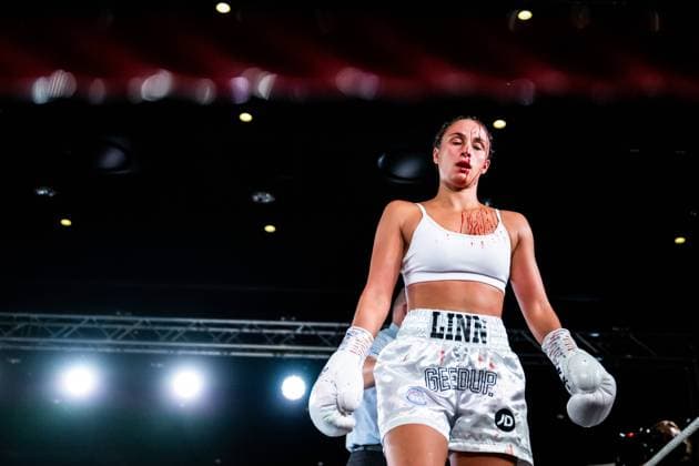 230527 Linn Sandström of Sweden looks dejected in the Women?s Super Flyweight WBA Interim Title fight during the boxing gala ABP Fight Night 9, on May 27, 2023 in Malmö Photo Petter Arvidson BILDBYRAN code PA PA0578 boxing boxing boxing abp fight night 9 malmö bbeng depp  Copyright: PETTERxARVIDSON BB230527PA129