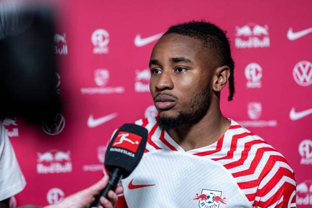 Leipzigs Christopher Nkunku interview Football 1 Bundesliga, 34 Matchday RB Leipzig FC Schalke 04 4 2 27 May 2023 Leipzig, Red Bull Arena RB Leipzig FC Schalke 04 4 2
