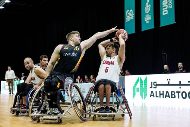 IWBF Wheelchair Basketball World Championship Dubai 2022, Canada Germany, 10 06 2023 Alexander Budde Germany, 15 , Robert Hedges Canada, 6 IWBF Wheelchair Basketball World Championship Dubai 2022, Canada Germany, Dubai, World Trade Center Copyright: xBEAUTIFULxSPORTS Wunderlx