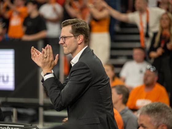 Thorsten Leibenath, positive emotions, GER, Ratiopharm Ulm vs Telekom Baskets Bonn, basketball, Bundesliga, playoffs, finals, game 4, best of 5, season 2022 2023, 16 06 2023, GER, Ratiopharm Ulm vs Telekom Baskets Bonn, basketball, Bundesliga, playoffs, finals, game 4, best of 5, season 2022 2023, 16 06 2023 Ulm Copyright: xEibner-Pressefoto SaschaxWaltherx EP_EER
