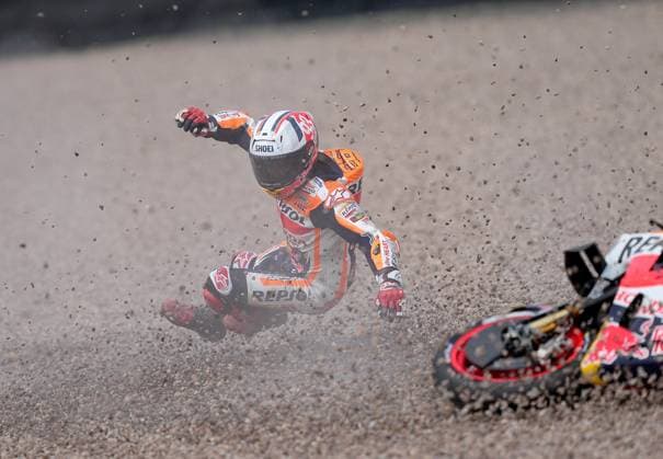 Liqui Moly Motorcycle Grand Prix Germany 2023 17 06 2023, Sachsenring, Hohenstein Ernstthal, Liqui Moly Motorcycle Grand Prix Germany 2023 , in the picture crash of Marc Marquez from Spain, Repsol Honda Team nordphotoxGmbHx xBratic nph00250