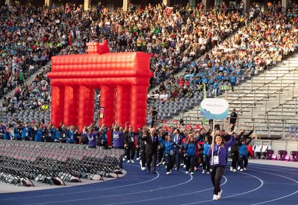Special Olympics 2023 Day 1 , Opening Ceremony at Berlin Olympic Stadium, pictured running in Greece, 17 06 2023, Copyright: xSebastianxRäppold MatthiasxKochx