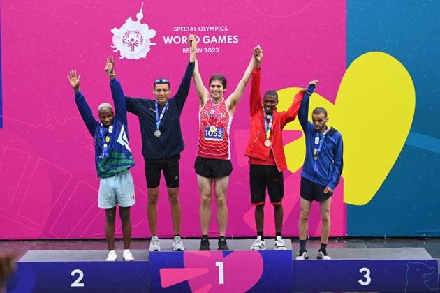 Bilder des Jahres 2023, Sport 06 Juni Sport Themen der Woche KW25 Sport Bilder des Tages Berlin, Germany, June 20th 2023: Finalists in the Level A finals during the Special Olympics World Games Berlin 2023 - Men s 800m - Olympiapark. (Ryan Sleiman SPP) Copyright: xRyanxSleimanx xSPPx spp-en-RySlSp-Special Olympics World Games Berlin 2023 - Mens 800m - Olympiapark_0562