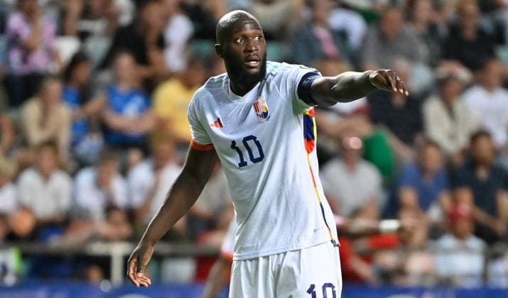 Belgium s Romelu Lukaku gestures during the match Estonia vs Belgian national soccer team Red Devils, match 3 8 in Group F of the Euro 2024 qualifications in Tallinn, Estonia, Tuesday 20 June 2023, DIRKxWAEM  x69158333x