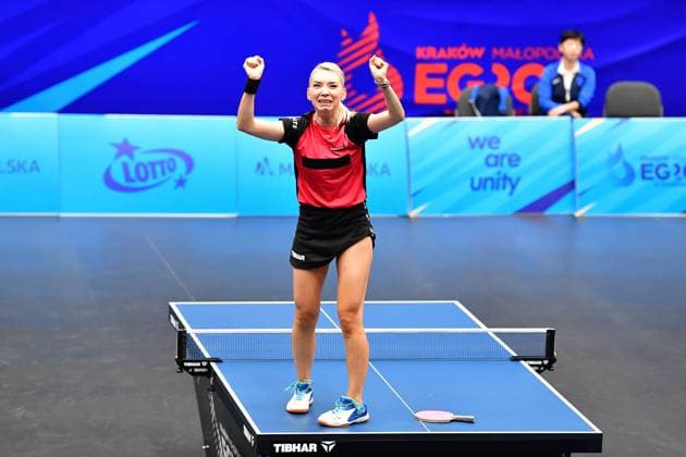 Bernadette SZOCS, Romania, wins gold for the first time in singles at the European Games and overcomes a deficit in the final against Xiaoing Yang, Monaco Bernadette SZOCS, Romania, wins gold for the first time in singles at the European Games and overcomes a deficit in the final against Xiaoing Yang, Monaco Krakow Krakow Hutnik Arena Poland