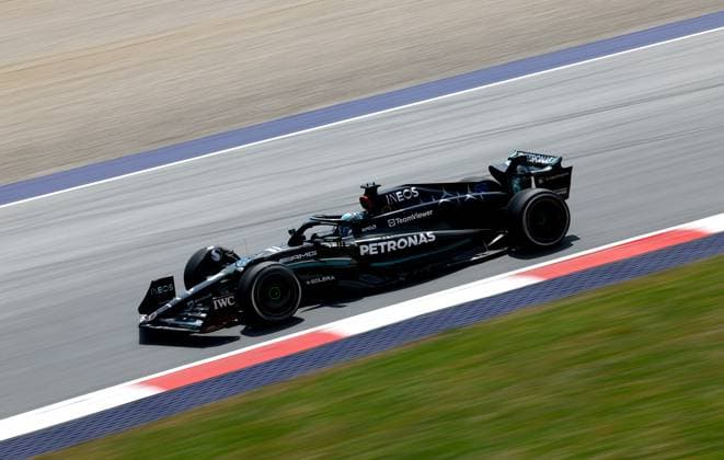 63 RUSSELL George (gbr), Mercedes AMG F1 Team W14, action during the 2023 Formula 1 Rolex Grosser Preis von Osterreich, 2023 Austrian Grand Prix, 9th round of the 2023 Formula One World Championship, WM, Weltmeisterschaft from June 30 to July 2, 2023 on the Red Bull Ring, in Spielberg, Austria  Copyright: xDppi DPPI IPAxSportx xipa-agencyx xIPAxSportx 0 IPA_IPA38983915