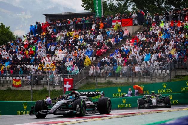 63 RUSSELL George (gbr), Mercedes AMG F1 Team W14, action during the 2023 Formula 1 Rolex Grosser Preis von Osterreich, 2023 Austrian Grand Prix, 9th round of the 2023 Formula One World Championship, WM, Weltmeisterschaft from June 30 to July 2, 2023 on the Red Bull Ring, in Spielberg, Austria  Copyright: xDppi DPPI IPAxSportx xipa-agencyx xIPAxSportx 0 IPA_IPA38992474