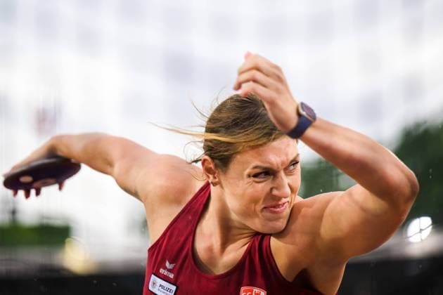230702 Kristin Pudenz of Germany competes in women s discus throw during Bauhaus galan, part of the Diamond League series, on July 2, 2023 in Stockholm Photo Fredrik Karlsson BILDBYRAN COP 185 JM0496 bbeng friidrott athletics friidrett diamond league bauhaus galan stockholm  Copyright: FREDRIKxKARLSSON BB230702FK078