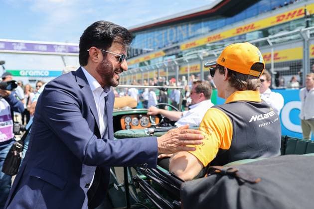 PIASTRI Oscar (aus), McLaren F1 Team MCL60, BEN SULAYEM Mohammed (uae), President of the FIA, portrait during the 2023 Formula 1 Aramco British Grand Prix, 10th round of the 2023 Formula One World Championship, WM, Weltmeisterschaft from July 7 to 9, 2023 on the Silverstone Circuit, in Silverstone, United Kingdom  Copyright: xAntoninxVincent DPPI IPAxSportx x xIPAxSportx 0 IPA_IPA39134048
