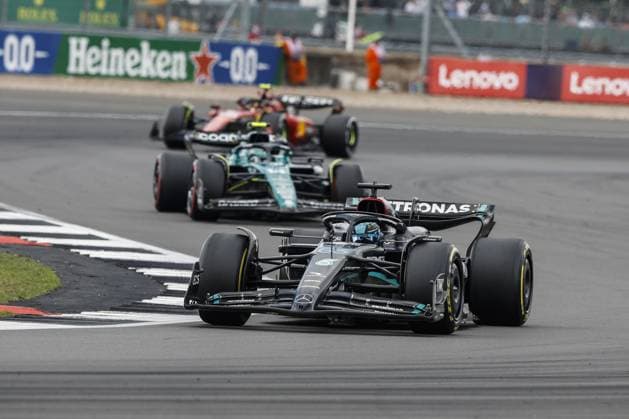 63 RUSSELL George (gbr), Mercedes AMG F1 Team W14, action during the 2023 Formula 1 Aramco British Grand Prix, 10th round of the 2023 Formula One World Championship, WM, Weltmeisterschaft from July 7 to 9, 2023 on the Silverstone Circuit, in Silverstone, United Kingdom  Copyright: xXavixBonilla DPPI IPAxSportx xipx xIPAxSportx 0 IPA_IPA39138126