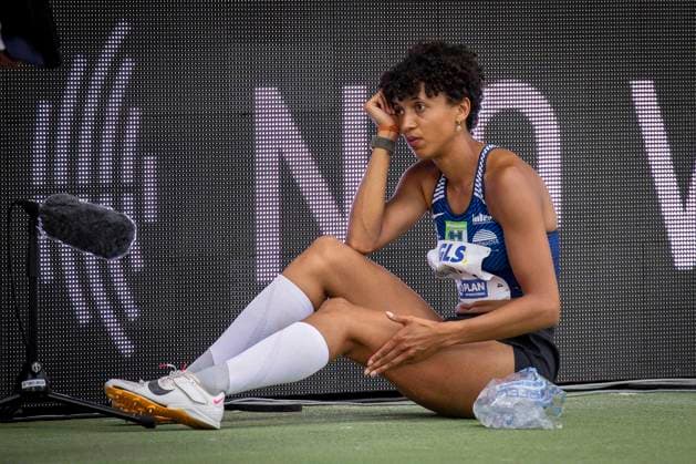 German Athletics Championships Kassel, 09 07 2023 Malaika Mihambo LG Kurpfalz injured German Athletics Championships on 09 07 2023 at Auestadion, Kassel Hesse Copyright: xBEAUTIFULxSPORTS AxelxKohringx