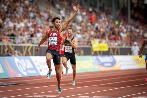German Athletics Championships Kassel, 09 07 2023 Joshua Hartmann ASV Koeln runs over 200m German record and becomes German Champion German Athletics Championships on 09 07 2023 in Auestadion, Kassel Hessen Copyright: xBEAUTIFULxSPORTS AxelxKohringx