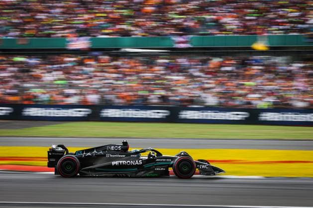 63 RUSSELL George (gbr), Mercedes AMG F1 Team W14, action during the 2023 Formula 1 Aramco British Grand Prix, 10th round of the 2023 Formula One World Championship, WM, Weltmeisterschaft from July 7 to 9, 2023 on the Silverstone Circuit, in Silverstone, United Kingdom  Copyright: xAntoninxVincent DPPI IPAxSportx x xIPAxSportx 0 IPA_IPA39142137