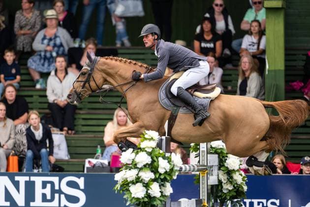 230713 Elian Baumann, Switzerland, on Hold Up Di Vico P competes in the Stiftelsen Falsterbo Horse Prize during day 6 of the Falsterbo Horse Show on July 13, 2023 in Falsterbo.  Copyright: MATHILDAxAHLBERG BB230713MA255