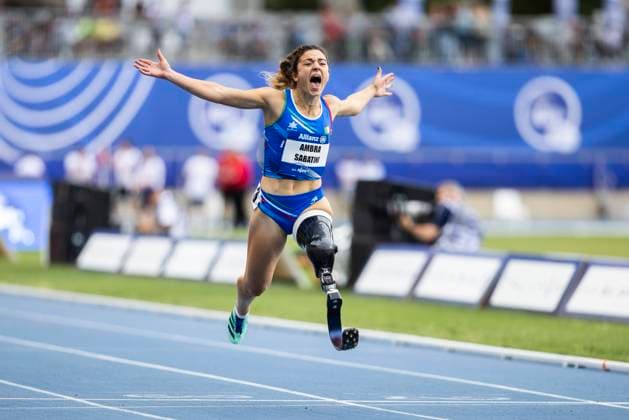 Paris, Stade Charlety, 13 07 23 Ambra Sabatini of italy with a new world record 13 98 sec over 100m run during the para athletic world championships 2023